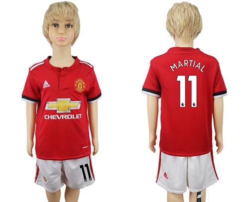 Manchester United #11 Martial Home Kid Soccer Club Jersey - Click Image to Close